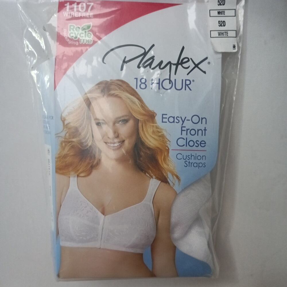 Playtex 18 hour Bra 52D White Front Close WireFree Cushion
